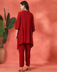 Solid Viscose Rayon Kurta Set with Ethnic Embroidery