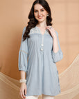 Solid Straight Rayon Slub Tunic