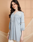 Solid Straight Rayon Slub Tunic