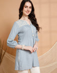 Solid Straight Rayon Slub Tunic