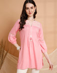 Solid Straight Rayon Slub Tunic