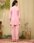 Cotton Blend Embroidered Tunic Co-Ord Set with Palazzo