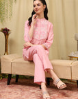 Cotton Blend Embroidered Tunic Co-Ord Set with Palazzo