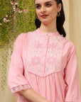 Cotton Blend Embroidered Tunic Co-Ord Set with Palazzo
