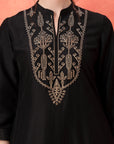 Zari Embroidered Kurta Set with Pocketed Palazzo and Printed Dupatta