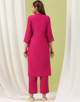 Zari Embroidered Kurta Set with Pocketed Palazzo and Printed Dupatta