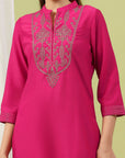 Zari Embroidered Kurta Set with Pocketed Palazzo and Printed Dupatta