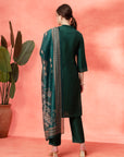 Zari Embroidered Kurta Set with Pocketed Palazzo and Printed Dupatta