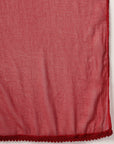 Embroidered Cotton Blend Kurta Set with Palazzo and Lace-Trimmed Dupatta