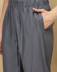 Lukhnavi Embroidered Kurta Set with Mandarin Collar & Pockets