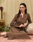 Embroidered Wool Blend Kurta Set with Full Sleeves