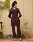 Thread Embroidered Cotton Blend Co-Ord Set with Lace