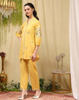Thread Embroidered Cotton Blend Co-Ord Set with Lace