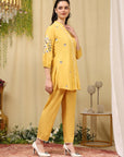 Thread Embroidered Cotton Blend Co-Ord Set with Lace