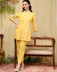 Thread Embroidered Cotton Blend Co-Ord Set with Lace