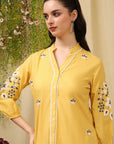 Thread Embroidered Cotton Blend Co-Ord Set with Lace