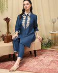 Embroidered Art Silk Co-Ord Set with Lace Accents