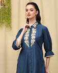 Embroidered Art Silk Co-Ord Set with Lace Accents