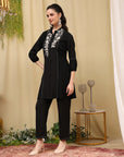 Embroidered Crepe Shirt-Style Tunic Co-ord Set with Palazzo