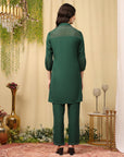 Embroidered Crepe Shirt-Style Tunic Co-ord Set with Palazzo