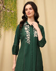 Embroidered Crepe Shirt-Style Tunic Co-ord Set with Palazzo