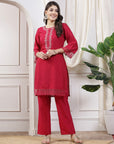 Solid A-Line Poly Viscose Kurta with Palazzo