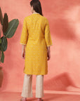 Bandhani Printed Calf Length Rayon Kurta for Women