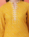 Bandhani Printed Calf Length Rayon Kurta for Women