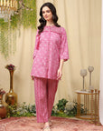 Abstract Cotton Co-ord Set with Zari Embroidery