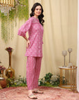 Abstract Cotton Co-ord Set with Zari Embroidery