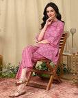 Abstract Cotton Co-ord Set with Zari Embroidery