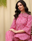 Abstract Cotton Co-ord Set with Zari Embroidery