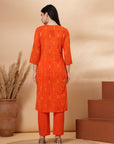Abstract Printed Straight Cotton Cambric Kurta with Ethnic Embroidery and Palazzo Set