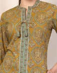 Ethnic Printed Straight Cotton Cambric Kurta Set with Tassel Detail