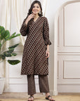 Floral Modal Chanderi Kurta Set with Sequin Detailing & Striped Palazzo