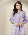 Ethnic Printed Straight Cotton Cambric Kurti with Print Patch