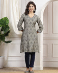 Ethnic Motif Printed A-Line Modal Chanderi Kurta