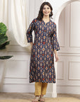 Ethnic Motif Printed Straight Modal Chanderi Kurta