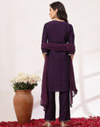 Embroidered Nylon Viscose Slub Kurta Set with Chiffon Dupatta