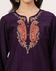 Embroidered Nylon Viscose Slub Kurta Set with Chiffon Dupatta