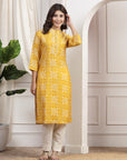 Ethnic Motif Printed Straight Modal Chanderi Kurta