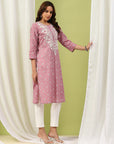Bandhani Printed Cotton Kurta with Lakhnavi Embroidery
