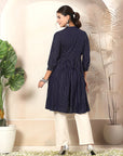 Solid Rayon Flared Kurti with Embroidery