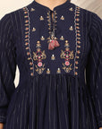Solid Rayon Flared Kurti with Embroidery