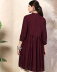 Solid Rayon Flared Kurti with Embroidery