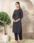 Bandhani Printed A-Line Poly Viscose Kurta Set with Embroidery