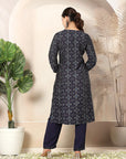 Bandhani Printed A-Line Poly Viscose Kurta Set with Embroidery