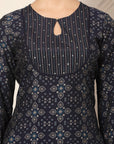Bandhani Printed A-Line Poly Viscose Kurta Set with Embroidery