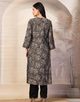 Paisley Printed Straight Calf Length Kurta with Embroidered Palazzo