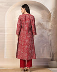 Paisley Printed Straight Calf Length Kurta with Embroidered Palazzo
